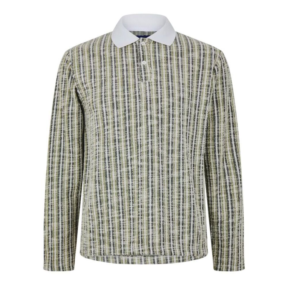 Jack And Jones Mens Striped Regular Winter Polo Shirt / Antique White